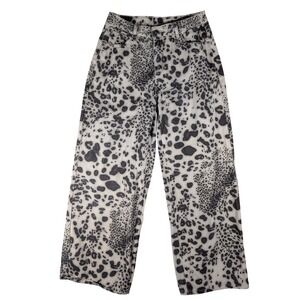 Missguided Leopard Print Wide Leg Jeans Black White High Waisted Denim Womens 30